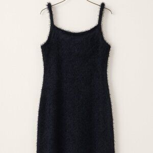Inclán Studio Navy Fuzzy Semi-Sheer Mini Dress Sample Size L
